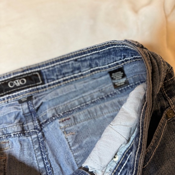 Cato Womens Blue Wash Embellished Pocket Capri Cropped Jeans - Picture 5 of 6